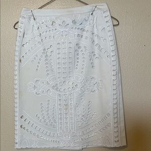 Antonio Melani White Eyelet Pencil Skirt